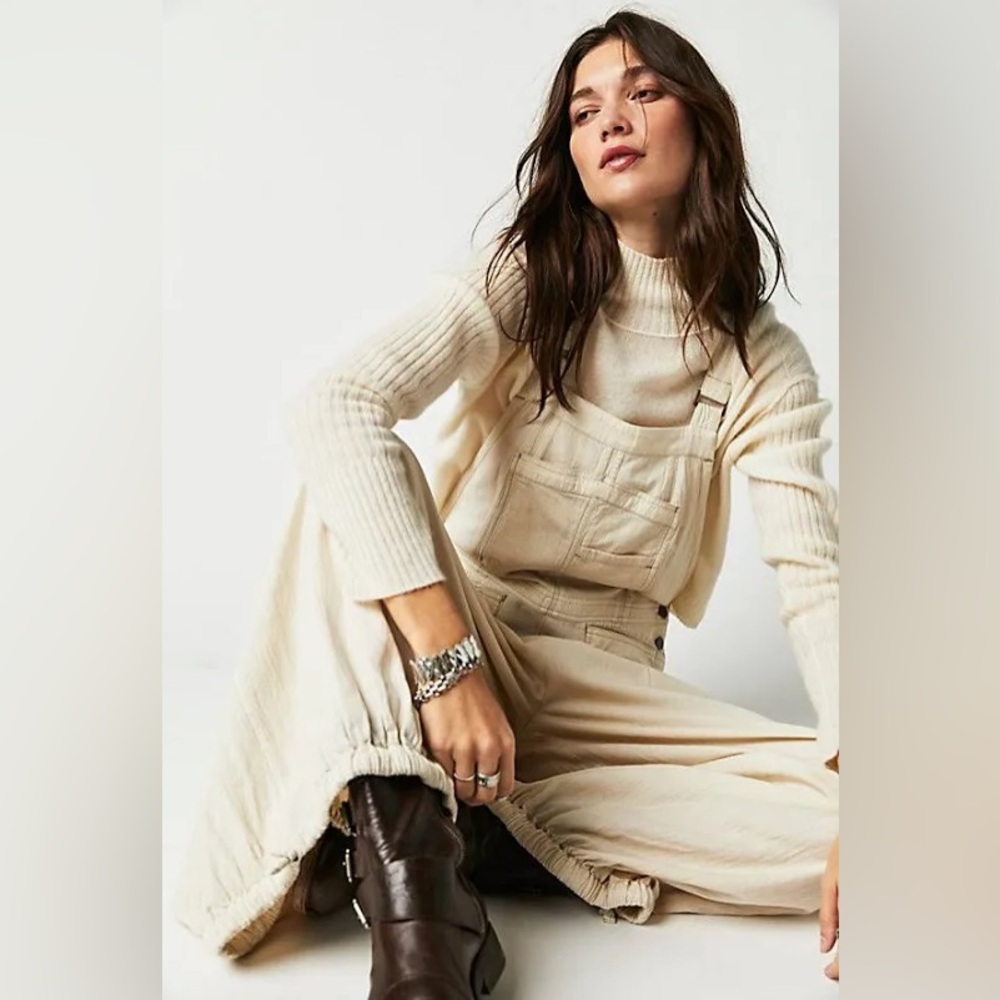 Free People Follow the Sun Overalls in Morning Oat size S